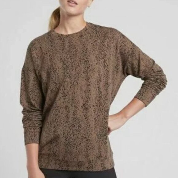 NWOT Athleta Studio to Street Splatter Animal Print Crewneck Sweatshirt - Picture 2 of 10